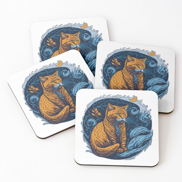 Item preview, Cool Cat in Van Gogh Style designed and sold by ARTSY900.