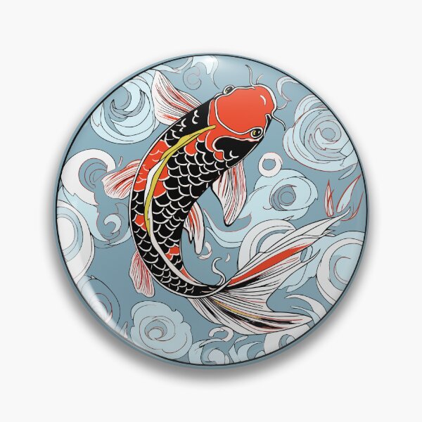 Item preview, Lucky Jumping Koi Black Red and Yellow Fish designed and sold by Koiartsandus.
