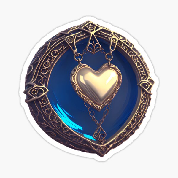 Corazón de metal, joya emblemática. Diseño exclusivo Pegatina