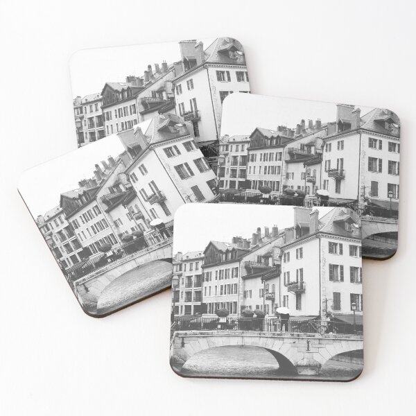 Item preview, Annecy Old Town in Rainy Day - France in Black and White Photography designed and sold by CarolinaReina.