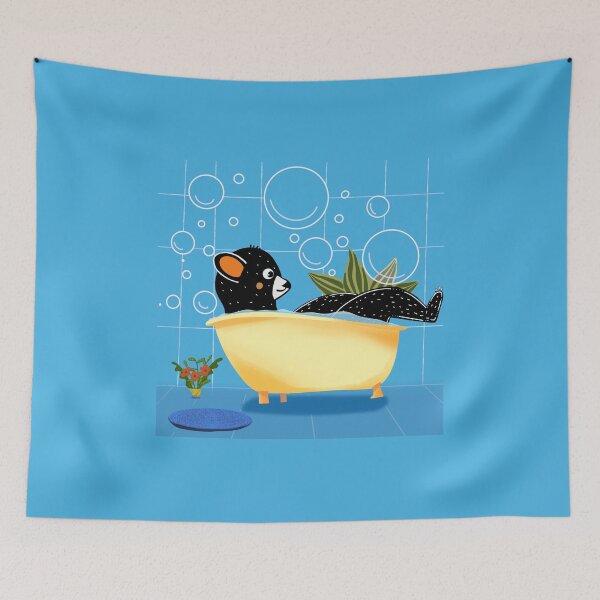 Item preview, Black bear in the bathtub designed and sold by Daizydrawshop.