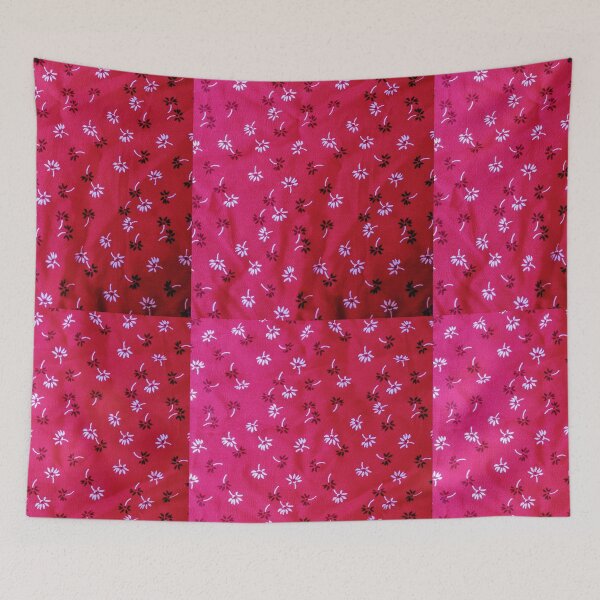 Item preview, Red Fabric background with  black and white floral pattern designed and sold by Shenuka93.