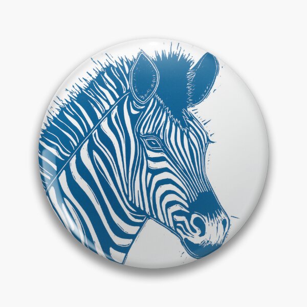 Item preview, Zebra Linocut in Blue and White designed and sold by Maddy Bennett.