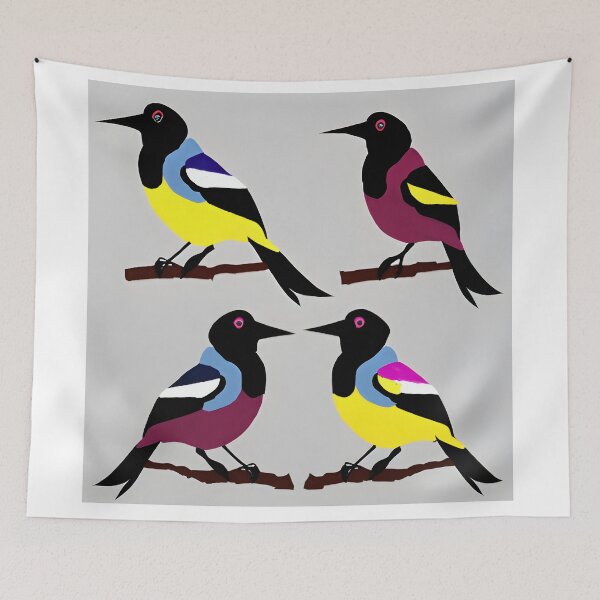 Item preview, multi coloured magpies designed and sold by David-Howells.