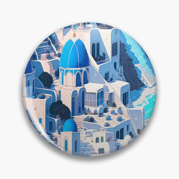 Artikelvorschau, Buntglas, Stadt, Weiß, Blau, Marine, Santorini, glänzendes, endloses Muster entworfen und verkauft von Maria Mihailova.