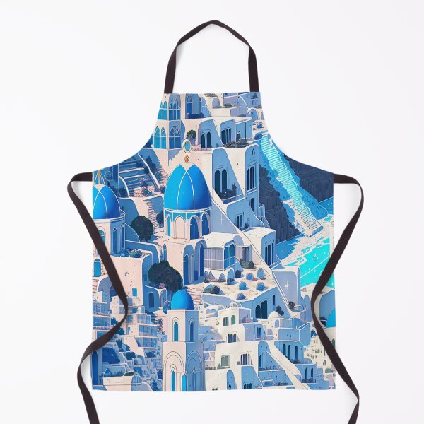Artikelvorschau, Buntglas, Stadt, Weiß, Blau, Marine, Santorini, glänzendes, endloses Muster entworfen und verkauft von Maria Mihailova.