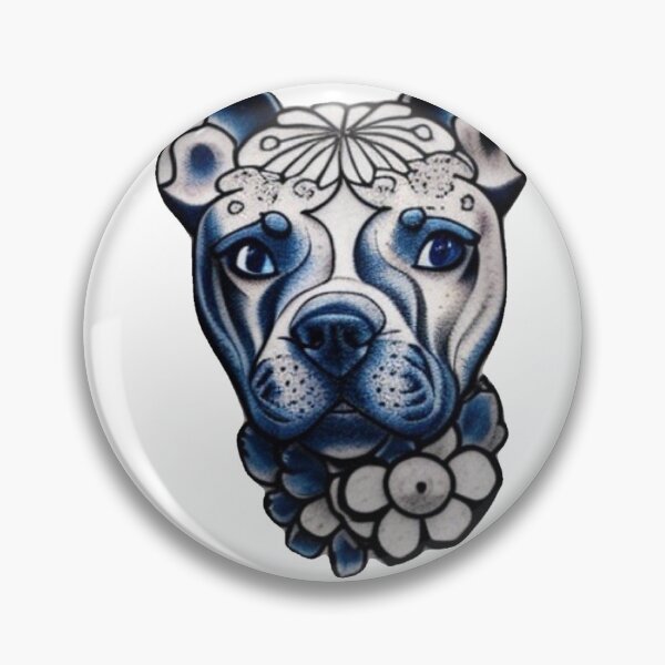 Item preview, Blue  Staffordshire Bull Terrier with flowers designed and sold by Bloomin'  Arty Families.