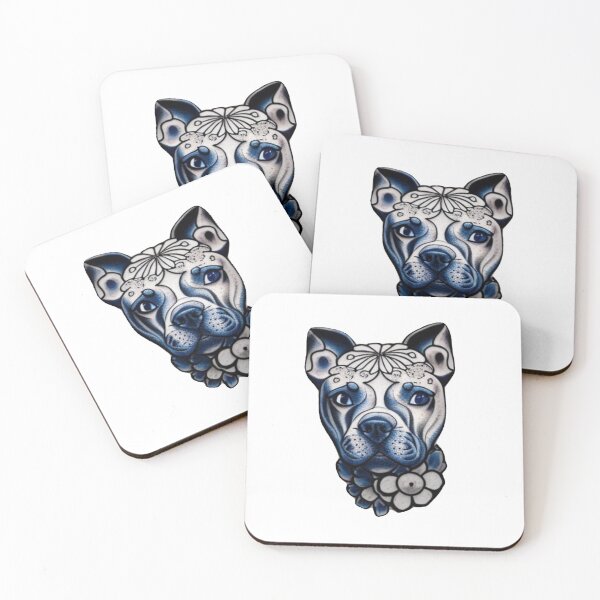 Item preview, Blue  Staffordshire Bull Terrier with flowers designed and sold by Bloomin'  Arty Families.