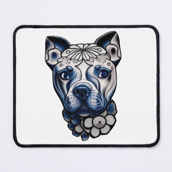 Item preview, Blue Staffordshire Bull Terrier with flowers designed and sold by Bloomin' Arty Families.