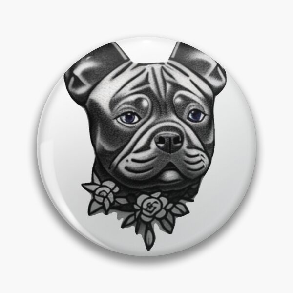 Item preview, Blue  Staffordshire Bull Terrier Puppy with flowers designed and sold by Bloomin'  Arty Families.