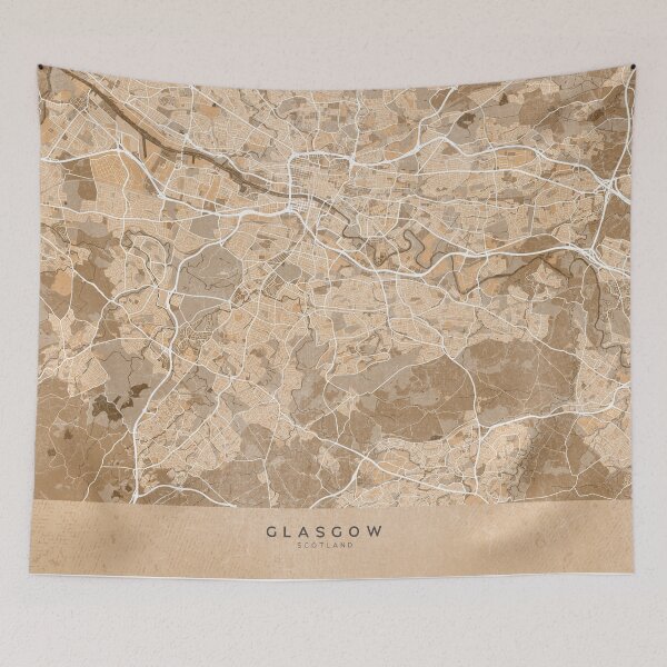 Item preview, Map of Glasgow (England) in sepia vintage style designed and sold by blursbyai.