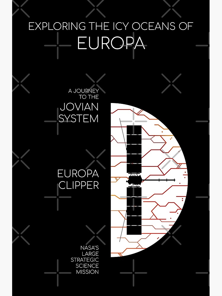 Disover Exploring the Icy Oceans of Europa. Europa Clipper Spacecraft (Pop) Premium Matte Vertical Poster