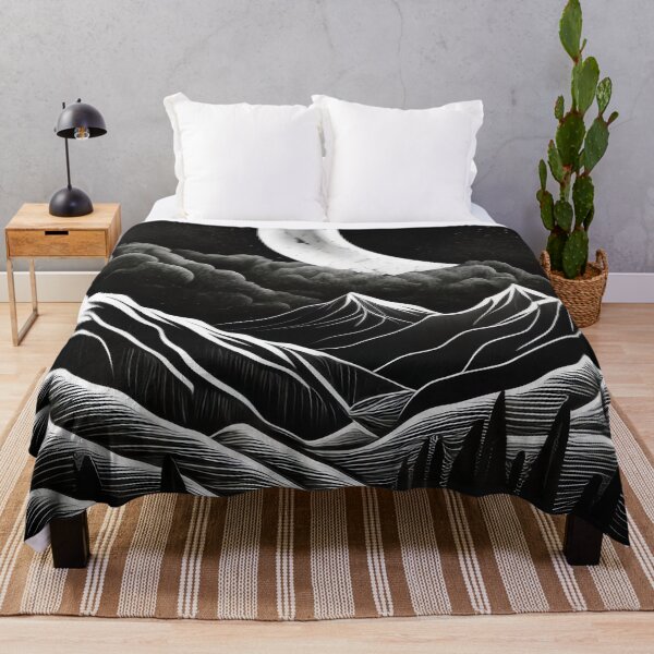 Item preview, Calm Mountain and moon view in black & White designed and sold by Tim Münnig.