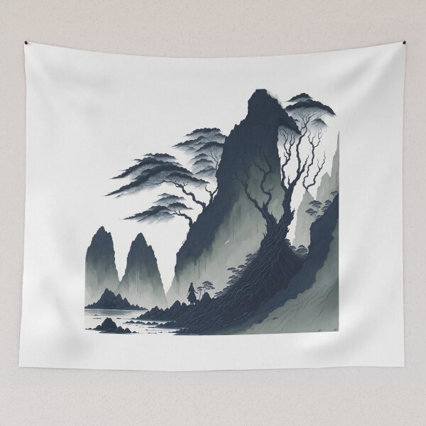 Item preview, Rural Charm| Sepia Ink Wash Landscape of Ninh Binh Vietnam| Ancient Villages in Sepia designed and sold by RedArtG09.