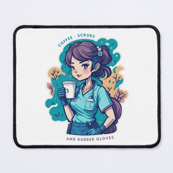 Item preview, coffee scrubs and rubber gloves medical nurse quote designed and sold by PopPizzazz.