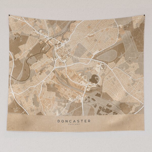Item preview, Map of Doncaster (England) in sepia vintage style designed and sold by blursbyai.