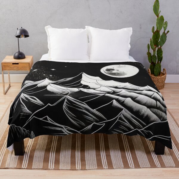 Item preview, Calm Mountain and moon view in black & White designed and sold by Tim Münnig.