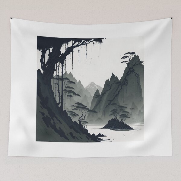 Item preview, A Journey Back in Time: Sepia Ink Wash of Ninh Binh's Traditional Villages| Sepia Scenery designed and sold by RedArtG09.
