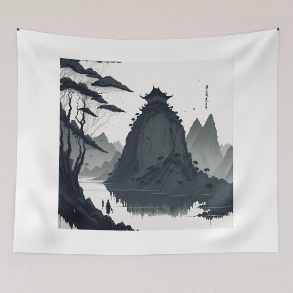 Item preview, Soothing Sepia Ink Wash of Ninh Binh's Rustic Villages| Tranquil Sepia Landscape of Ancient Villages in Ninh Binh, Vietnam designed and sold by RedArtG09.