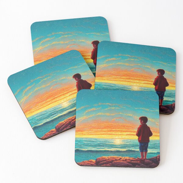 Item preview, Boy is watching sunset at the Lake designed and sold by MagnifiqueMind.