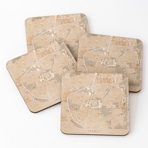 Item preview, Map of Crawley (England) in sepia vintage style designed and sold by blursbyai.