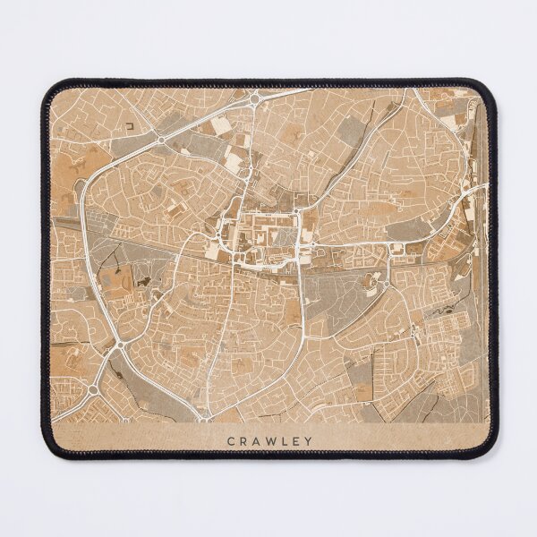 Item preview, Map of Crawley (England) in sepia vintage style designed and sold by blursbyai.