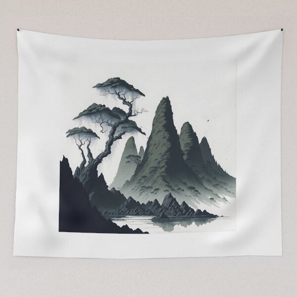 Item preview, Sepia Ink Wash Painting of Ninh Binh's Idyllic Countryside| Ninh Binh's Ancient Villages in Sepia| A Timeless Landscape designed and sold by RedArtG09.