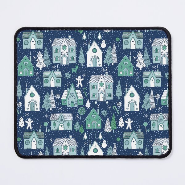 Item preview, Gingerbread Houses in the snow - mint and duck egg blue on navy - cute Christmas pattern by Cecca Designs designed and sold by Cecca-Designs.