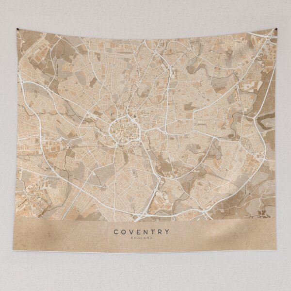 Item preview, Map of Coventry (England) in sepia vintage style designed and sold by blursbyai.