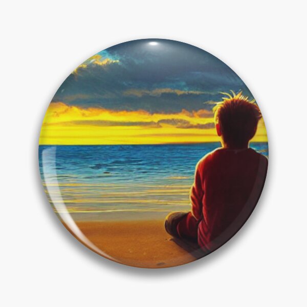 Item preview, Boy is watching the beautiful sunset at the Lake designed and sold by MagnifiqueMind.