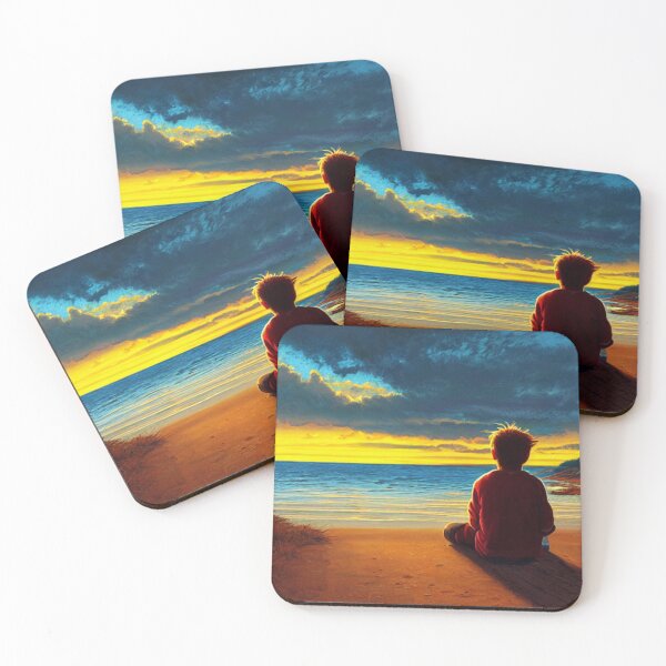 Item preview, Boy is watching the beautiful sunset at the Lake designed and sold by MagnifiqueMind.