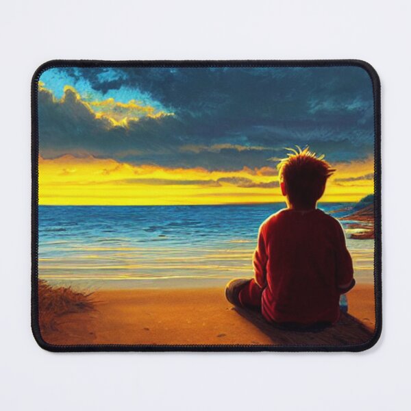 Item preview, Boy is watching the beautiful sunset at the Lake designed and sold by MagnifiqueMind.