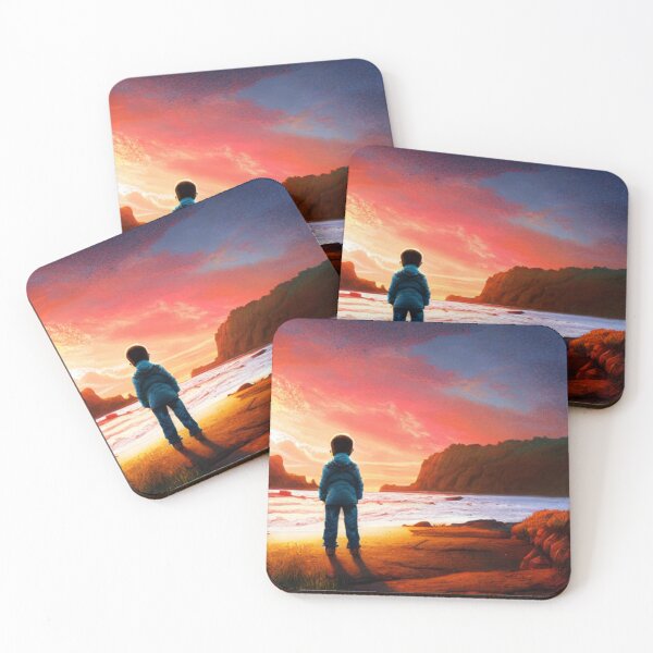 Item preview, Boy is watching beautiful sunset at the Lake designed and sold by MagnifiqueMind.