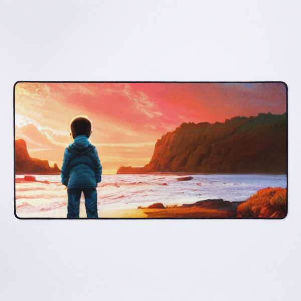 Item preview, Boy is watching beautiful sunset at the Lake designed and sold by MagnifiqueMind.