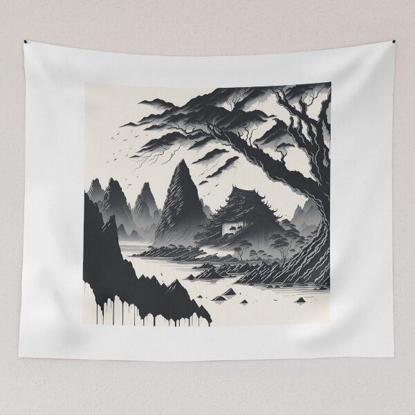 Item preview, Vintage Sepia Ink Wash of Ninh Binh's Countryside| Peaceful Serenity| Sepia Landscape of Ninh Binh, Vietnam designed and sold by RedArtG09.