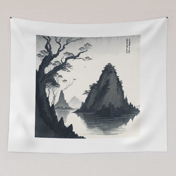 Item preview, Ninh Binh's Ancient Villages| A Timeless Sepia Ink Wash| Ink Wash Painting of Ninh Binh's Rustic Villages designed and sold by RedArtG09.
