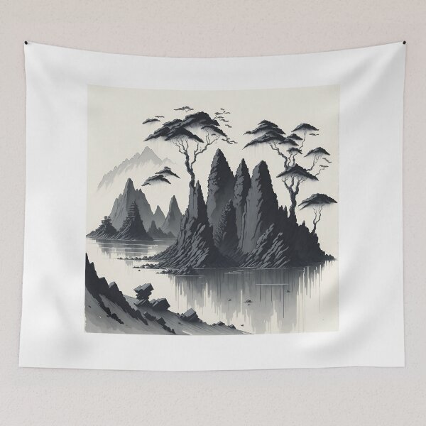 Item preview, Sepia Ink Wash of Ninh Binh's Picturesque Countryside| Traditional Charm| Sepia Ink Wash of Ninh Binh's Historic Villages designed and sold by RedArtG09.