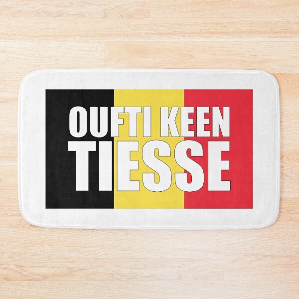 Item preview, Oufti keen tiesse, Belgian expression which means olala what head on the flag in black yellow red designed and sold by PausePapote.