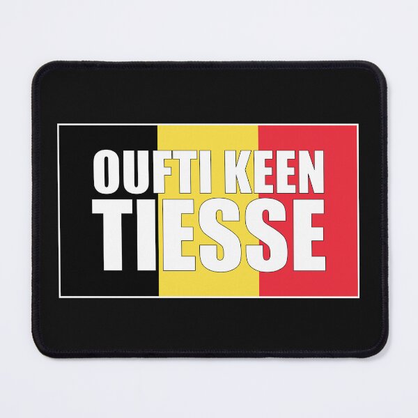 Item preview, Oufti keen tiesse, Belgian expression which means olala what head on the flag in black yellow red designed and sold by PausePapote.