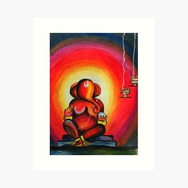 Ganesha Painting, Ganesh Modern Art, Red Painting, Contemporary Artwork,  Indian Wall Art, Indian Artist, 12x12in Canvas, Modern Home Decor - Etsy