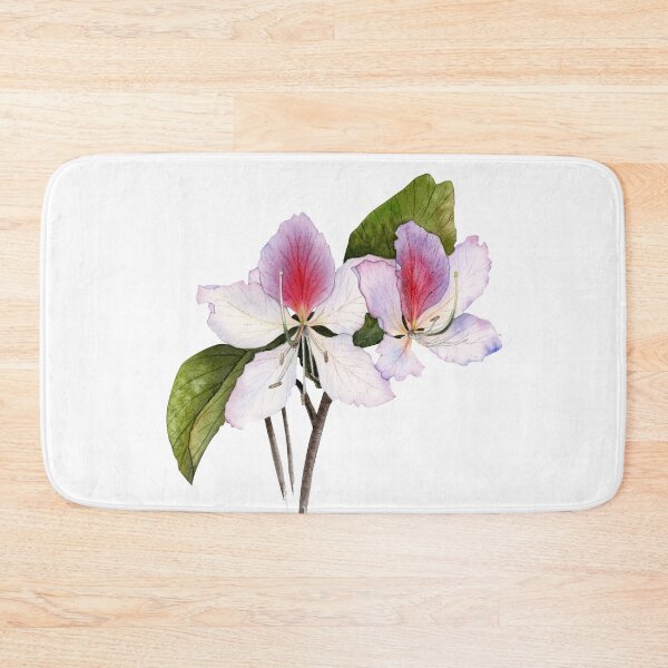 Item preview, Watercolor orchid tree pink and purple flowers with leaves, Bauhinia blooming designed and sold by Elena Malgina.
