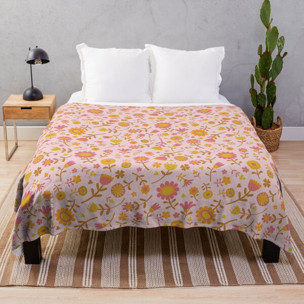 Item preview, Folk Floral Scatter - watermelon pink on Cotton Candy - floral pattern by Cecca Designs designed and sold by Cecca-Designs.