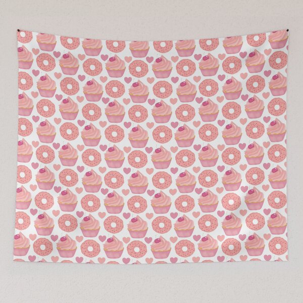 Item preview, Celebration pastel pink sweet treats | cakes and doughnuts designed and sold by Lindsay Marie Patterns.