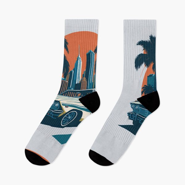 Item preview, Retro Ride: Classic Car Miami Street Vector Design| Miami Vibes: Vintage Car in Vector Street Art designed and sold by RedArtG09.