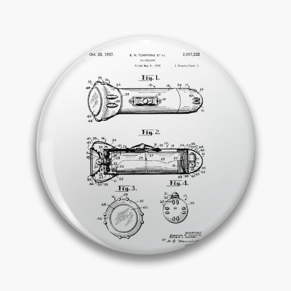 Item preview, Flashlight Patent 1936 technician gift lamppost vintage retro gift  designed and sold by anodyle.