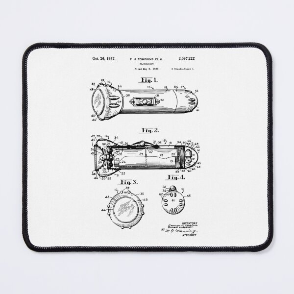 Item preview, Flashlight Patent 1936 technician gift lamppost vintage retro gift  designed and sold by anodyle.