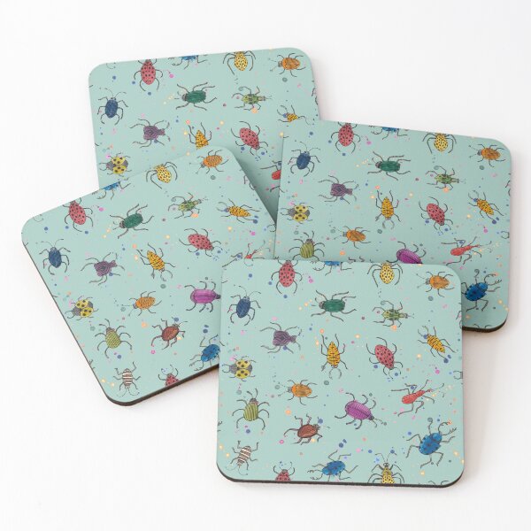 Item preview, Watercolour Doodlebugs - insects on duck egg blue - watercolour bugs pattern by Cecca Designs designed and sold by Cecca-Designs.