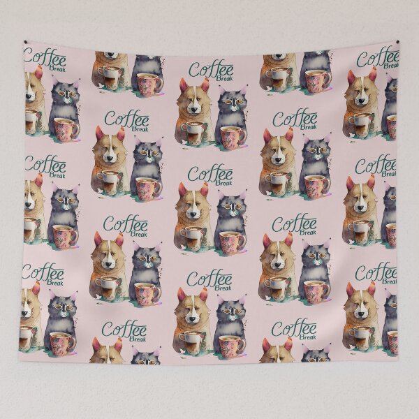 Item preview, A Cat And A Dog Coffee Break  designed and sold by AllPrintsMore.