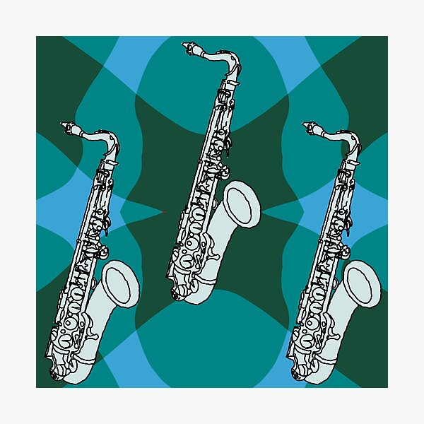 Item preview, Sketchy Saxophone Greens Patter designed and sold by BartholGraphics.