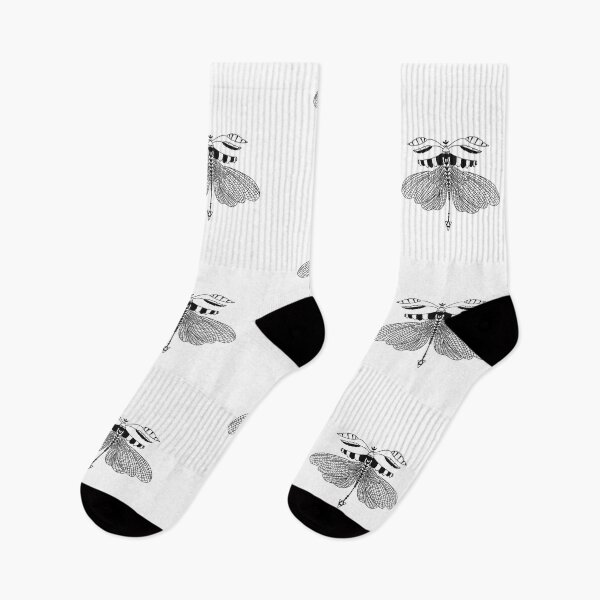 Item preview, Simple double winged dragonfly black and white doodle designed and sold by Daizydrawshop.